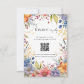 ワイルドフラワーボーホシックフローラリースrsvp 出欠カード (正面)