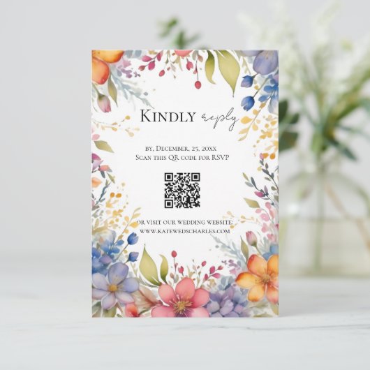 ワイルドフラワーボーホシックフローラリースrsvp 出欠カード (スタンド正面)