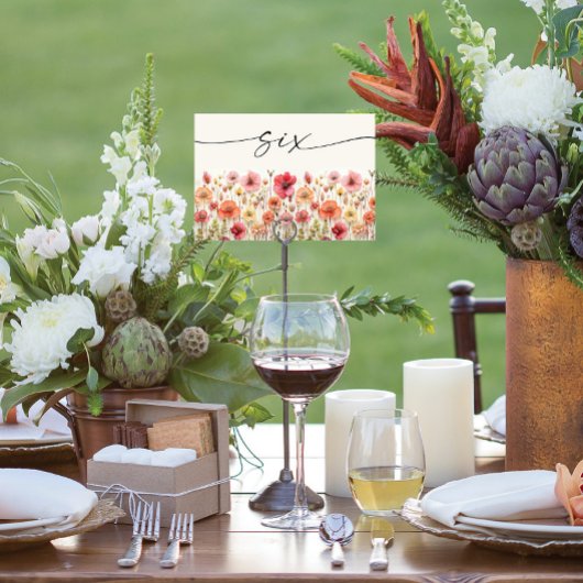 ワイルドフラワーボーホテーブルカードNumber 6 テーブルナンバー