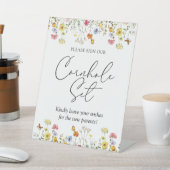 ワイルドフラワーボーホベイビーシャワー台座コーンホールサイン 台座サイン (インサイチュ)