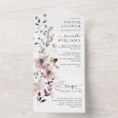ワイルドフラワーボーホミニマリストモダンブライダルシャワー オールインワン招待状 (内側)