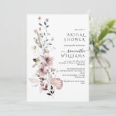 ワイルドフラワーボーホミニマリストモダンブライダルシャワー 招待状 (スタンド正面)