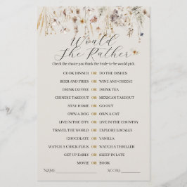 ワイルドフラワーボー素朴ホエレガントブライダルシャワーゲーム