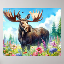ワイルドフラワーポスター付き可愛い夏のムース ポスター