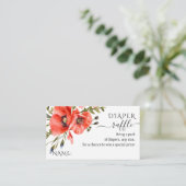 ワイルドフラワーポピーのミニマリスト赤ちゃんシャワーおむつ エンクロージャーカード (スタンド正面)