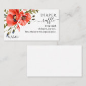 ワイルドフラワーポピーのミニマリスト赤ちゃんシャワーおむつ エンクロージャーカード (正面/裏面)