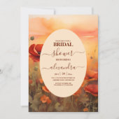 ワイルドフラワーポピーのミニマルモダンブライダルシャワー 招待状 (正面)