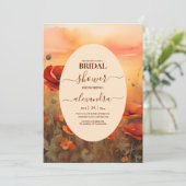 ワイルドフラワーポピーのミニマルモダンブライダルシャワー 招待状 (スタンド正面)