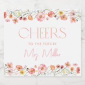 ワイルドフラワーポピーブライダルシャワー スパークリングワインラベル (シングルラベル)