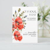 ワイルドフラワーポピーモダンミニマリスト サンキューカード (スタンド正面)