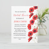 ワイルドフラワーポピーレッドフローラブライダルシャワー 招待状 (スタンド正面)