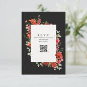 ワイルドフラワーポピー植物性QRウェディングRSVPカード 出欠カード (スタンド正面)