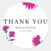 ワイルドフラワーポピー結婚ピンクフローラ ラウンドシール (正面)