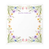 ワイルドフラワーポピー&コーンフラワーフローラ ノートパッド (正面)