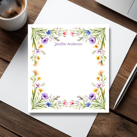 ワイルドフラワーポピー&コーンフラワーフローラ ノートパッド