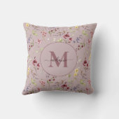 ワイルドフラワーマウブモノグラムギフト装飾用クッション クッション (裏面)