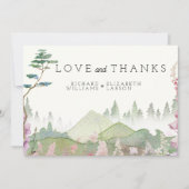 ワイルドフラワーマウンテン結婚ウォーターカラー サンキューカード (正面)