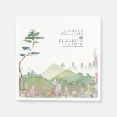 ワイルドフラワーマウンテン結婚ウォーターカラー スタンダードカクテルナプキン (正面)