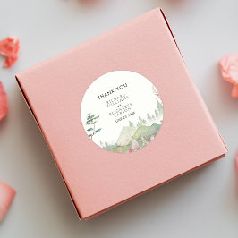 ワイルドフラワーマウンテン結婚ウォーターカラー ラウンドシール