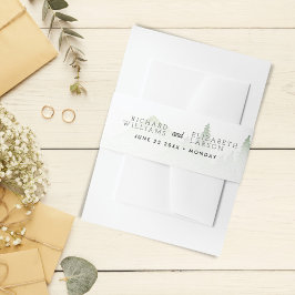 ワイルドフラワーマウンテン結婚ウォーターカラー 招待状ベリーバンド