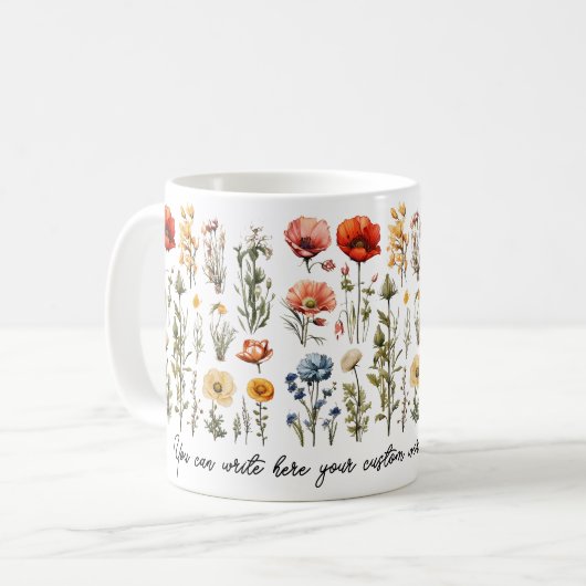 ワイルドフラワーマグカスタム文字母の日の贈り物 コーヒーマグカップ (正面左)