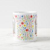 ワイルドフラワーマグ – 'We Love You Mom' -カスタム写真 ジャンボコーヒーマグカップ (正面)