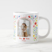 ワイルドフラワーマグ – 'We Love You Mom' -カスタム写真 ジャンボコーヒーマグカップ (右)