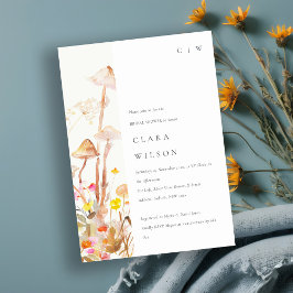 ワイルドフラワーマッシュルームオータムボタニカルブライダルシャワー 招待状