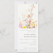 ワイルドフラワーマッシュルームオータムボタニカル婚約 招待状 (正面)