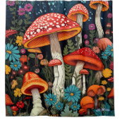 ワイルドフラワーマッシュルームシャワーカーテン シャワーカーテン (正面)