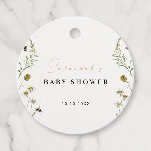 ワイルドフラワーママに赤ちゃん男女兼用シャワー フェイバータグ (正面)