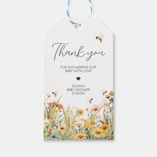 ワイルドフラワーママへビー赤ちゃんシャワーメッセージカード ギフトタグ (正面)