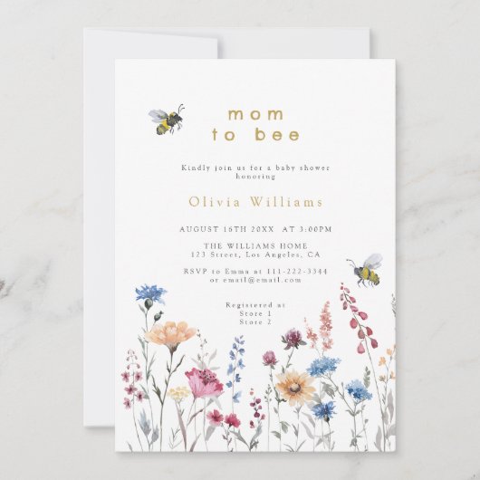 ワイルドフラワーママへ草木赤ちゃんシャワー 招待状 (正面)