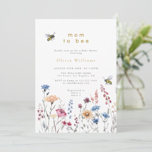 ワイルドフラワーママへ草木赤ちゃんシャワー 招待状 (スタンド正面)