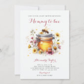 ワイルドフラワーママへ蜂はちみつ赤ちゃん女の子シャワー 招待状 (正面)