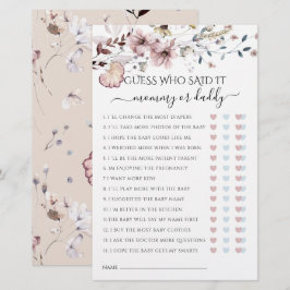 ワイルドフラワーママまたはパパが赤ちゃんシャワーのゲームを言った