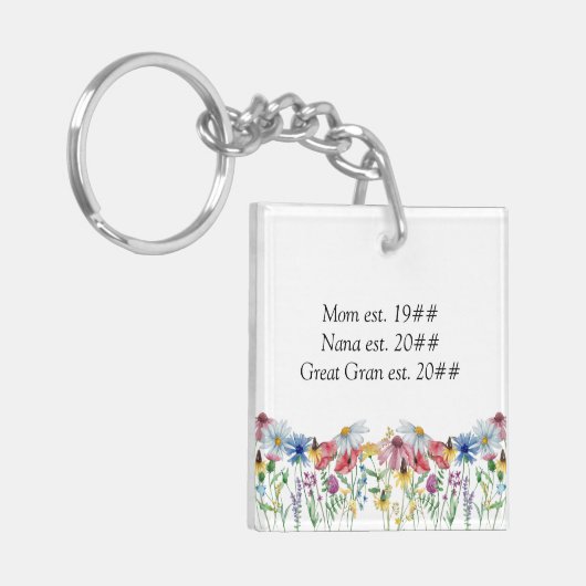 ワイルドフラワーママナア素晴らし祖母パーソナライズされた キーホルダー (正面左)