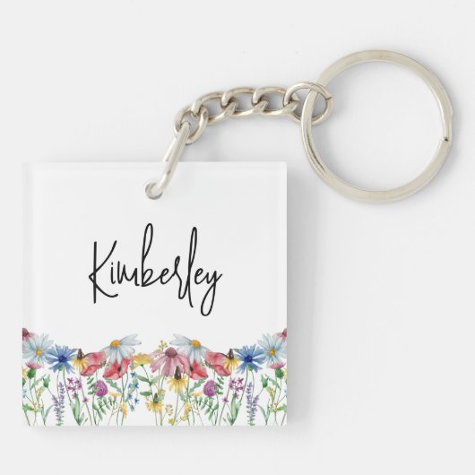 ワイルドフラワーママナア素晴らし祖母パーソナライズされた キーホルダー (裏面)
