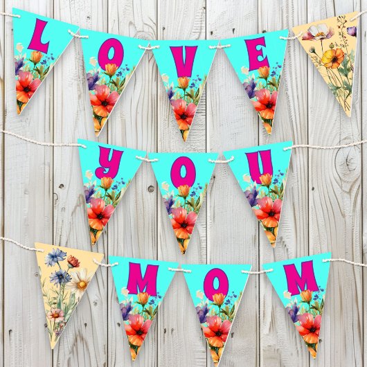 ワイルドフラワーママ大好き バンティングフラッグ