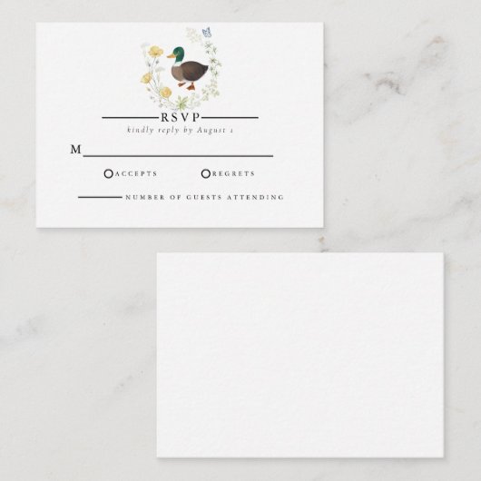 ワイルドフラワーマラードダック結婚ズ エンクロージャーカード (正面/裏面)