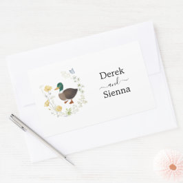 ワイルドフラワーマラードダック結婚ズ 長方形シール