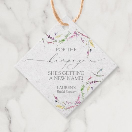 ワイルドフラワーミニシャンパンボトル フェイバータグ (正面)