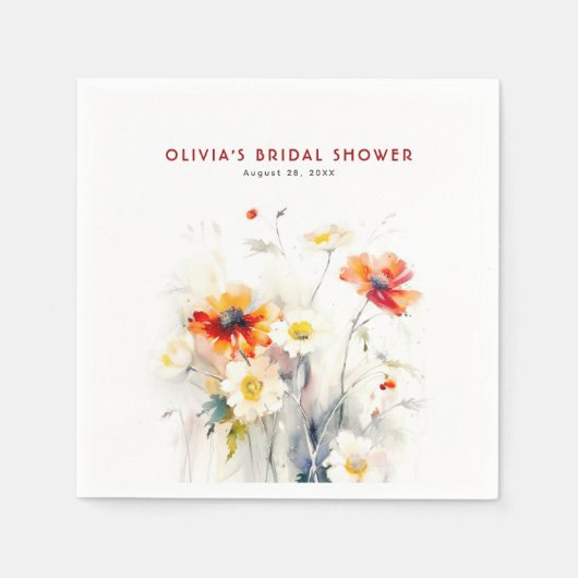 ワイルドフラワーミニマエレガントリスト スタンダードカクテルナプキン (正面)