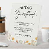 ワイルドフラワーミニマリストブラックオーディオゲストブックサイン 台座サイン (インサイチュ)