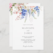 ワイルドフラワーミニマリストボホ結婚フローラ 招待状 (正面/裏面)