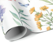 ワイルドフラワーミニマリスト植物学フローラ ラッピングペーパー (ロールコーナー)