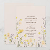 ワイルドフラワーミニマリスト素朴庭園の結婚式 招待状 (正面/裏面)