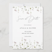 ワイルドフラワーミニマリスト繊細なフローラ結婚ズ セーブザデート (正面)