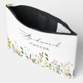 ワイルドフラワーミニマルエレガントリスト花嫁メイクアップ アクセサリーポーチ (見開き)