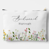 ワイルドフラワーミニマルエレガントリスト花嫁メイクアップ アクセサリーポーチ (裏面)